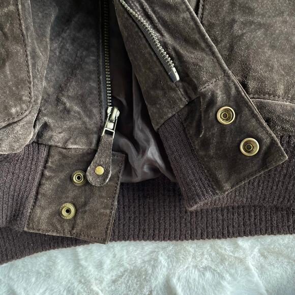 🔥VTG Global Identity G III Suede Bomber Jacket Rusty Brown Moto Utility XXL - Picture 12 of 15
